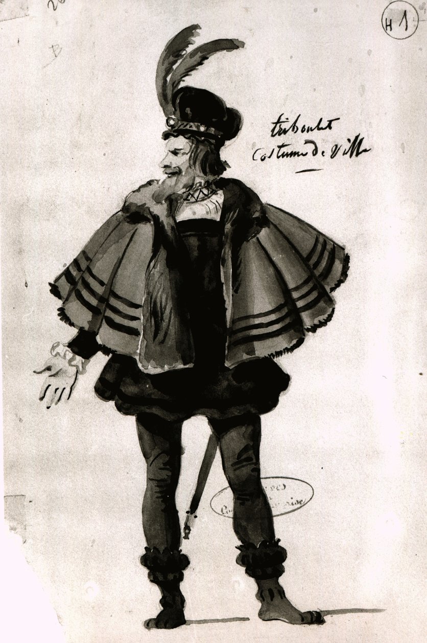 Triboulet jelmezterve, Le Roi samuse (1832), Victor Hugo (1802-85), 1832 (toll és tinta papíron) alkotó: French School