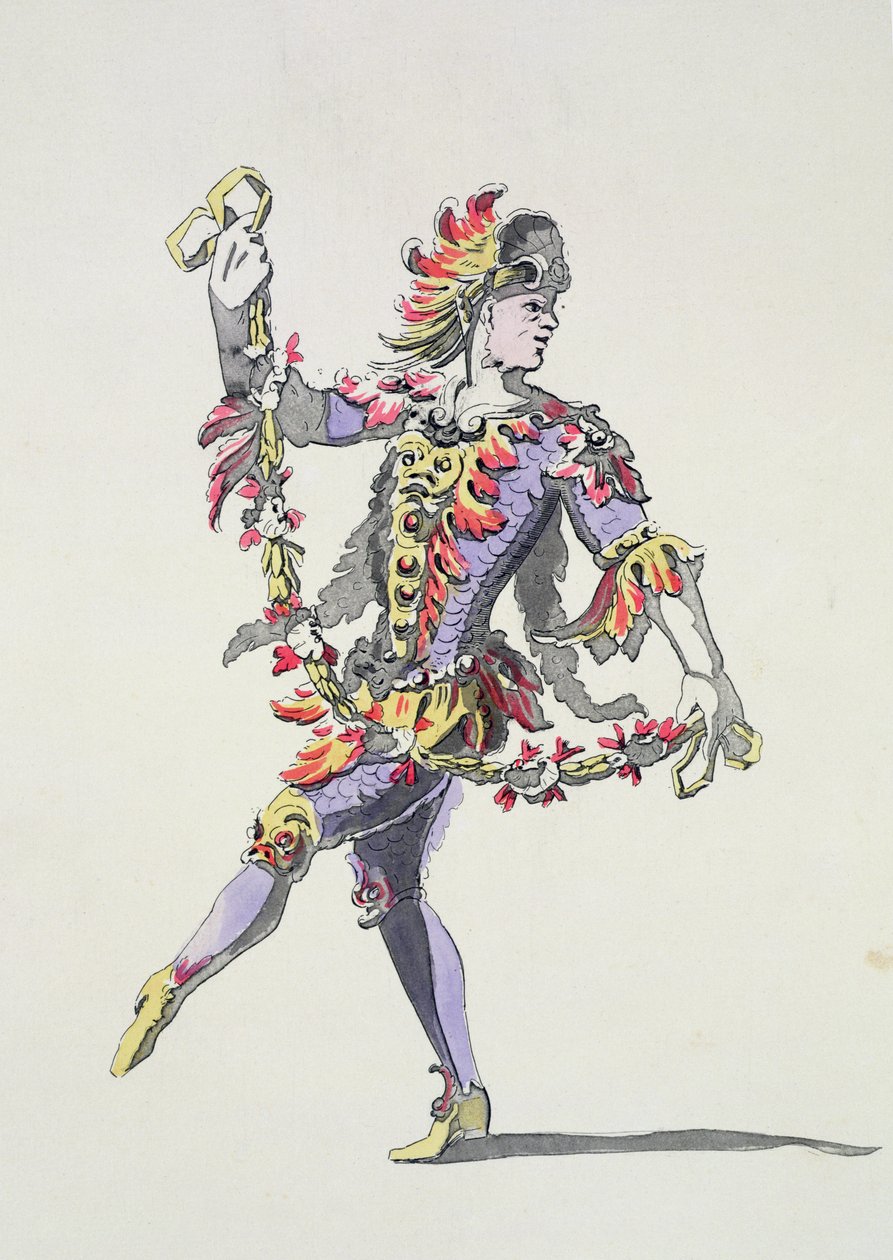 Triton jelmezterve egy 17. századi balettben, a Menus Plaisirs kollekcióból, A. Guillaumot Fils fakszimile (színes metszet) alkotó: French School