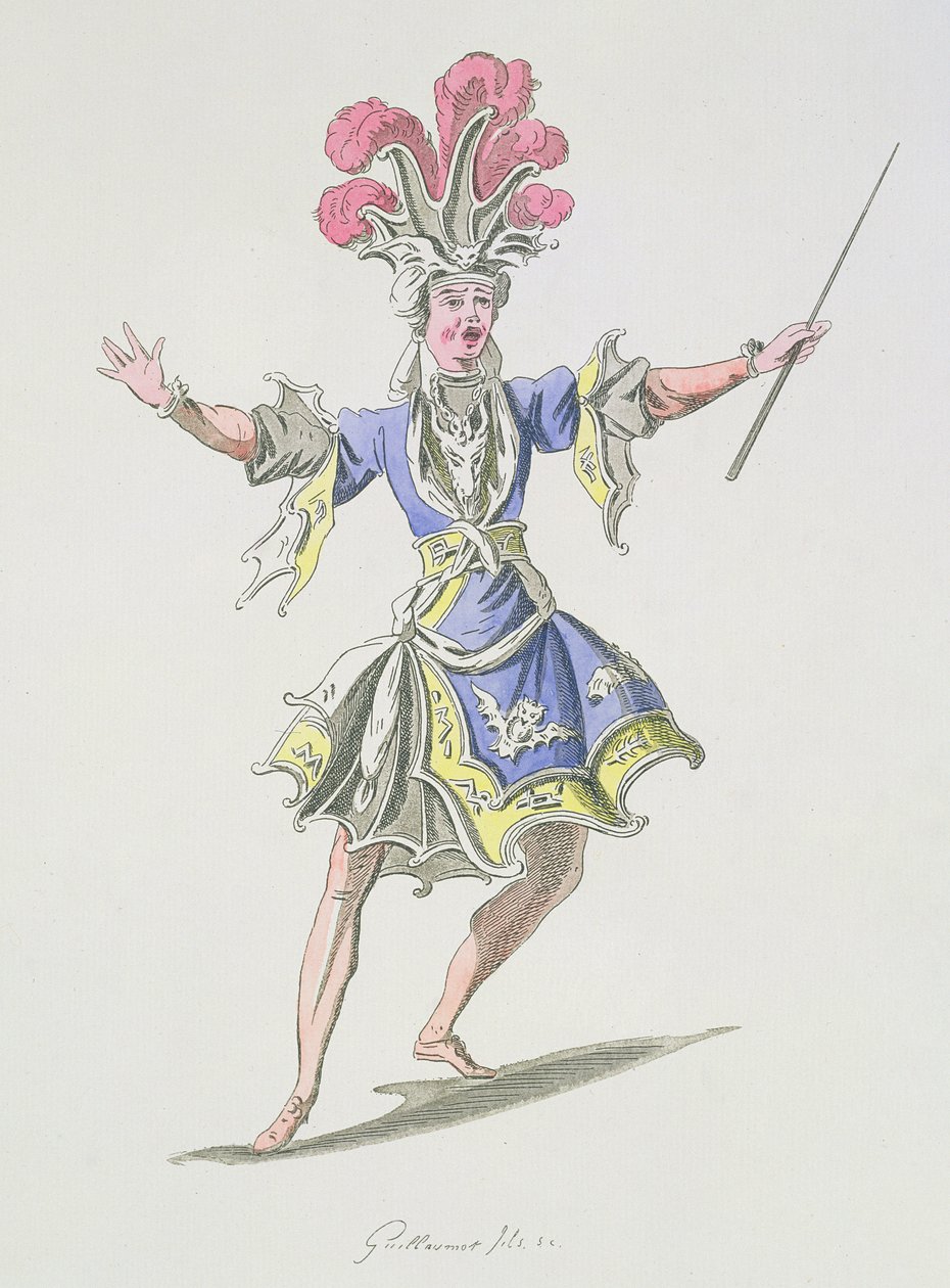 A varázsló jelmezterve, Dardanusban, Leclerc de Labruere librettója, Jean-Philippe Rameau (1683-1764) fakszimile A. Guillaumot Fils (színes metszet) alkotó: French School