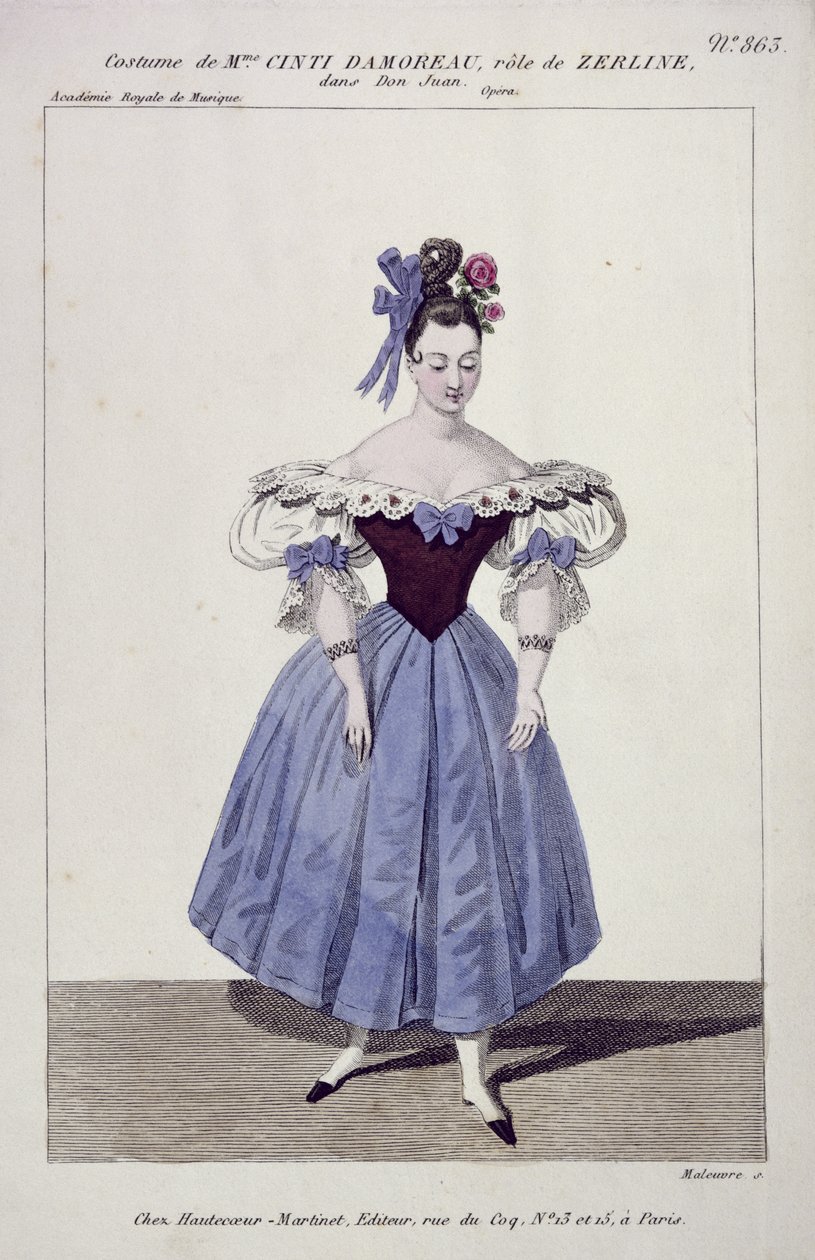 Madame Cinti Damoreau jelmeze Zerlina szerepében Don Giovanniban, Maleuvre metszet, Hautecoeur-Martinet nyomta alkotó: French School