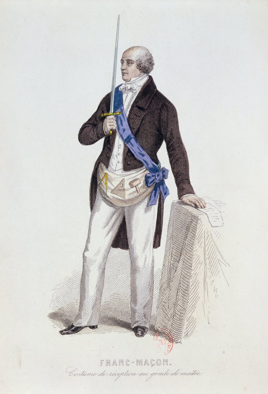 Szabadkőműves jelmeze a mester fokozatba való felvételéhez, 1848 körül alkotó: French School
