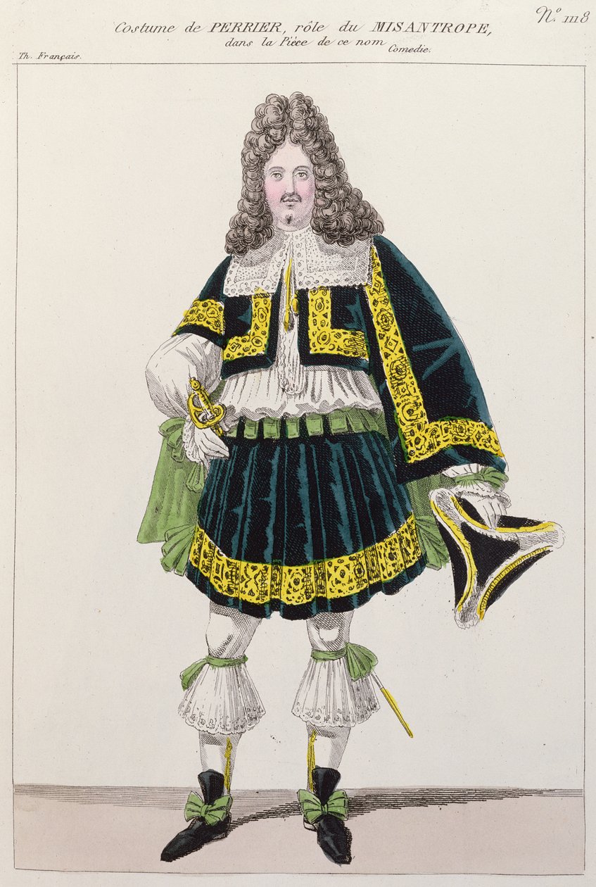 Perrier színész jelmeze a Moliere-i Mizantróp című filmben (1622-73) alkotó: French School
