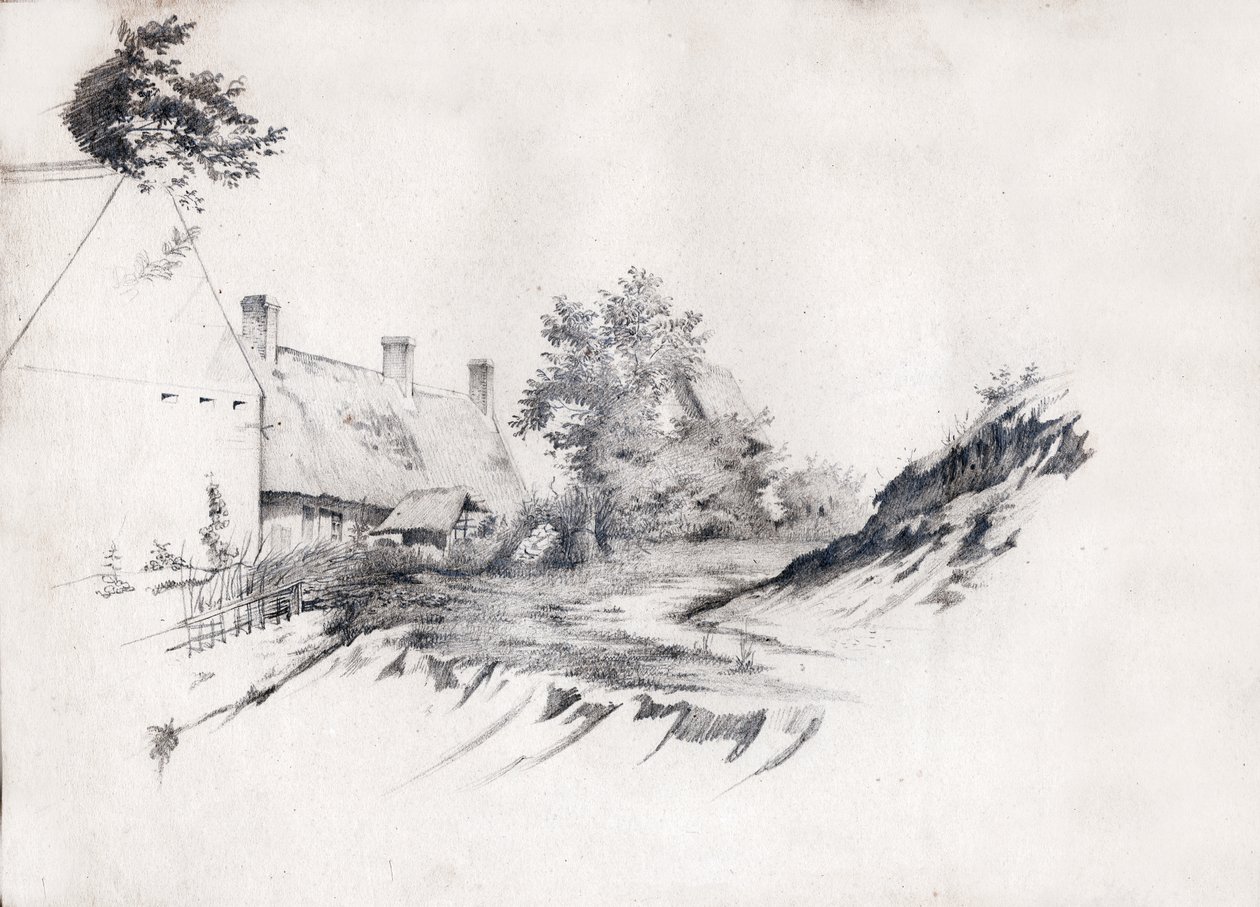 Víkendház Franciaországban. (rajz, 1850 körül) alkotó: French School