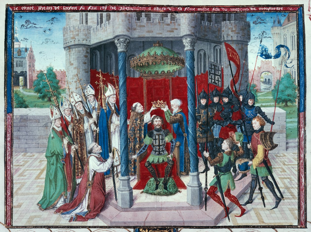 Jean de Brienne gróf, miniatúra a "Les chroniques de Jherusalem abregies" című műből, 1450 körül (tempera, pergamen). alkotó: French School