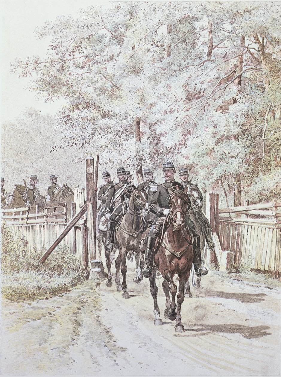 Vidéki csendőrség, 1887 körül alkotó: French School