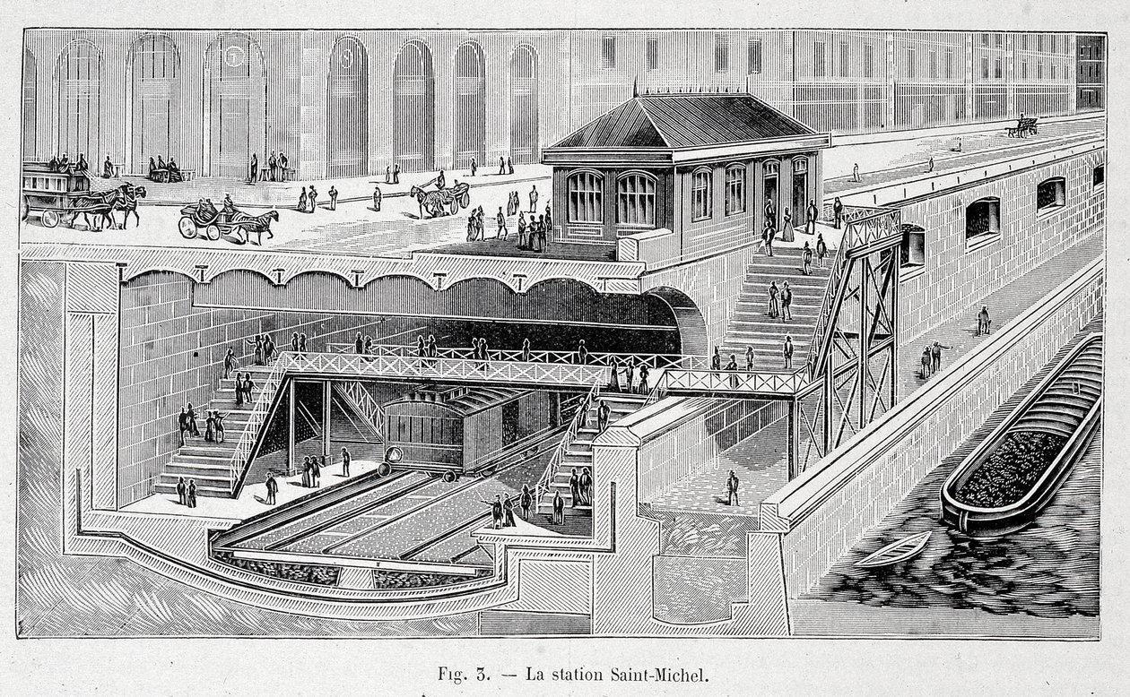 A párizsi St Michel metróállomás szakasza a „La nature”-ban, 1899 alkotó: French School