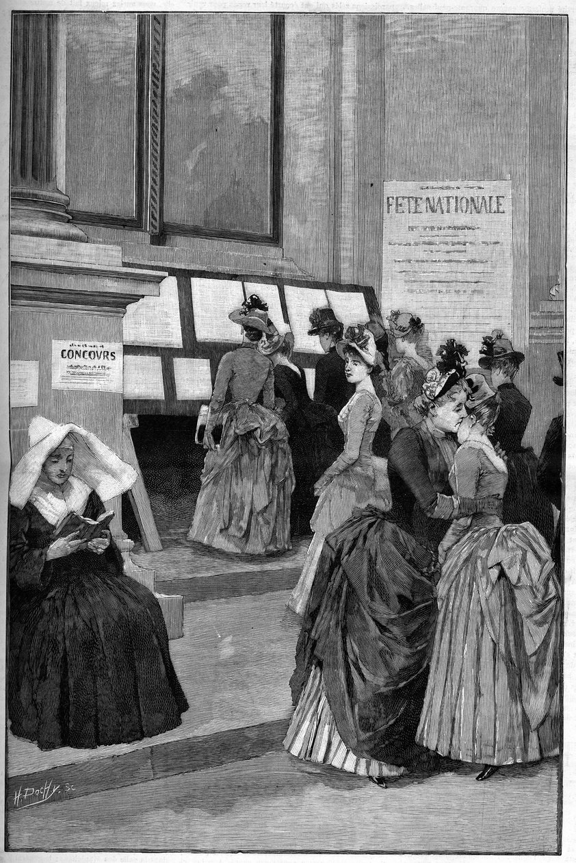 Cour des Tuileries: A Hotel de Ville de Paris felvételi vizsgáinak eredményei fiatal lányok számára 1887-ben. alkotó: French School