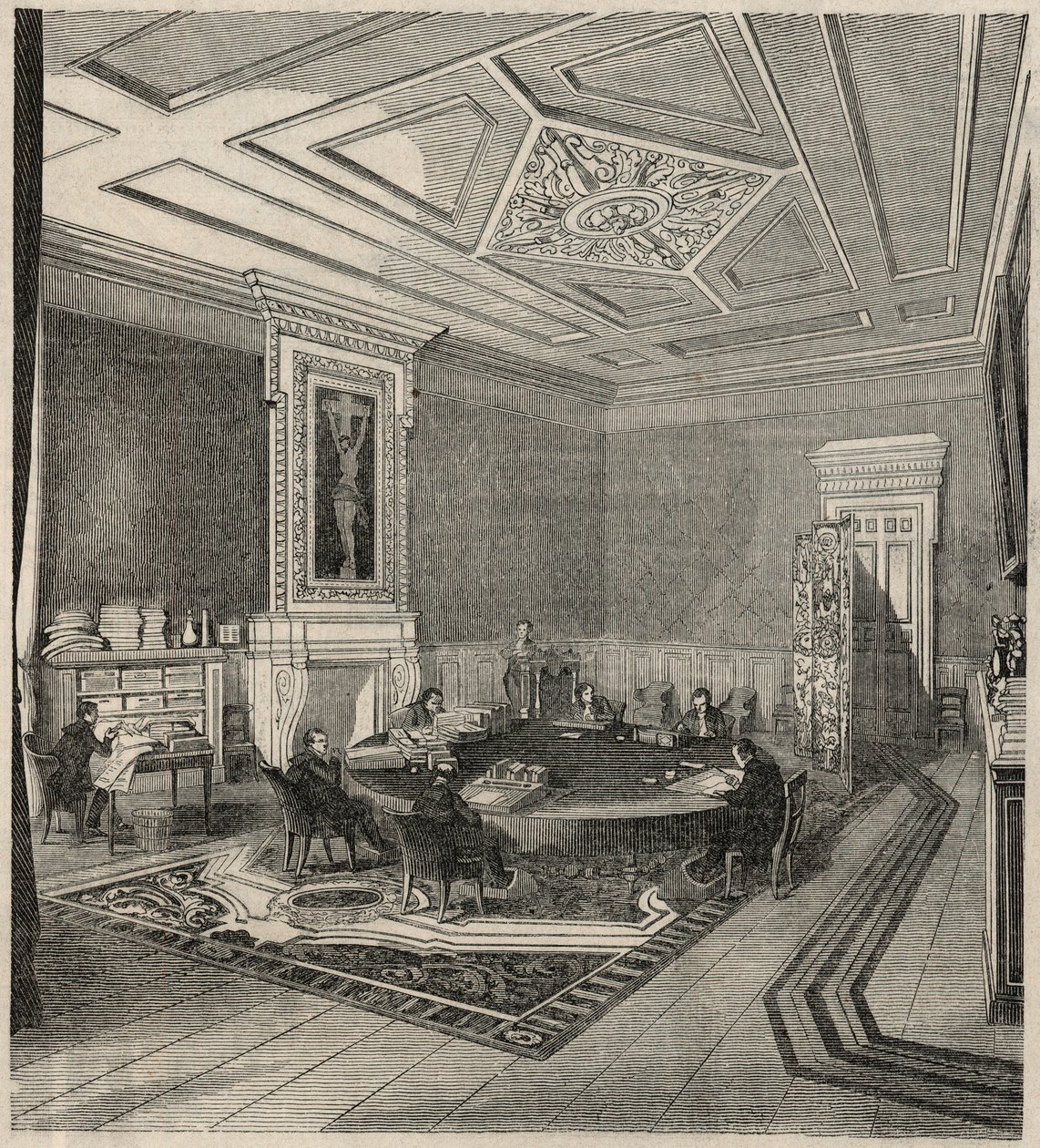 Számvevőszék – bizottsági szoba – Edmond Texier 1852-es metszete „Tableau-de-Paris”-ban alkotó: French School