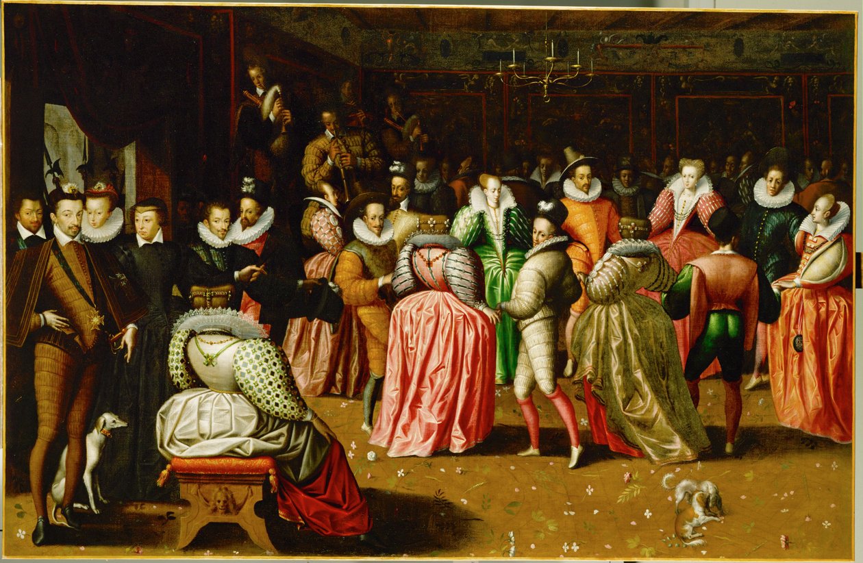 Udvari bál a Palais du Louvre-ban Anne, Duc de Joyeuse esküvője alkalmából ... alkotó: French School