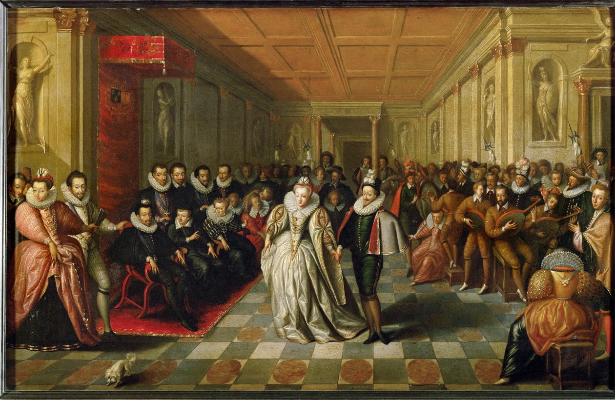 Udvari bál a Palais du Louvre-ban Anne, Duc de Joyeuse esküvője alkalmából ... alkotó: French School