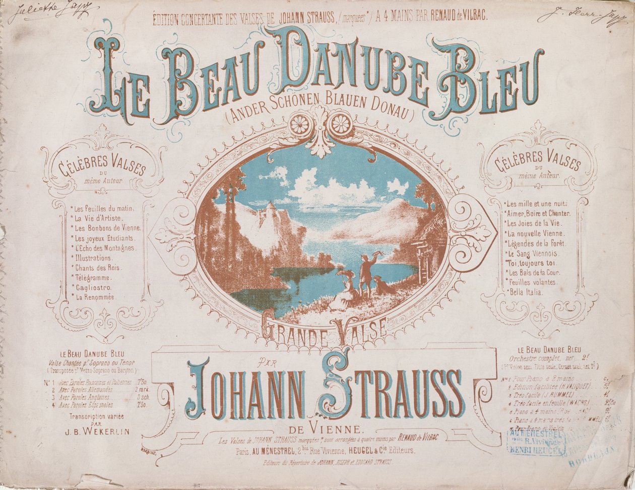 Borító a Kék Duna keringő kottájához alkotó: French School