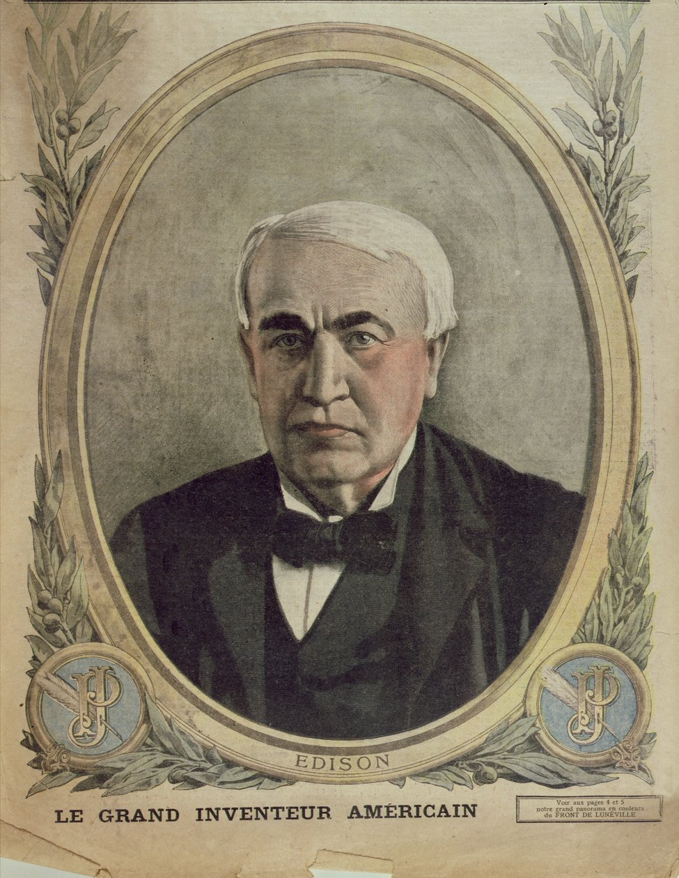 A Le Petit Journal címlapillusztrációja, amely Thomas Alva Edisont ábrázolja, 1917 alkotó: French School