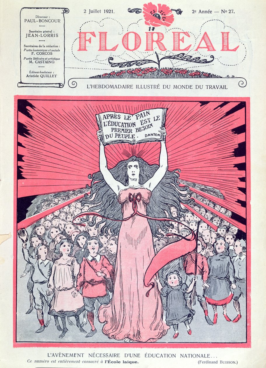A francia Ecoles Laiques negyvenedik évfordulóját ünneplő Floreal magazin címlapja, 1921. július 2. alkotó: French School