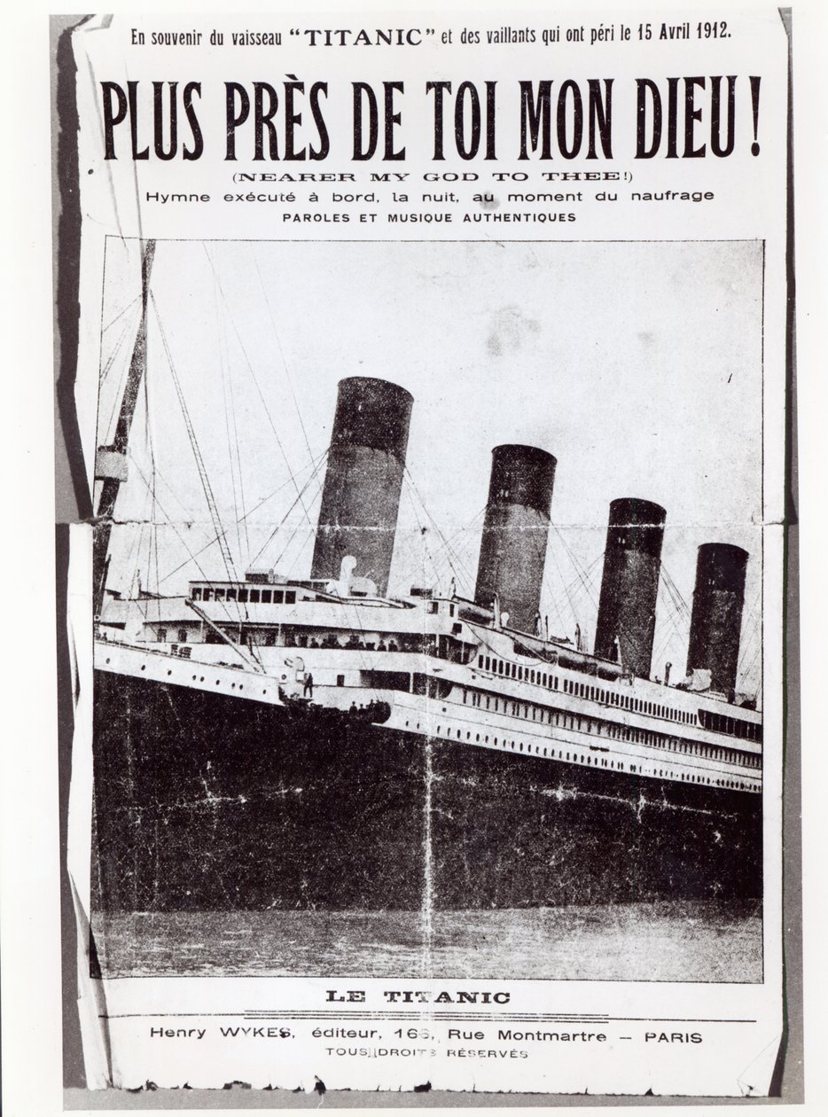 A Titanic utasai által a Titanic hajótörése és elsüllyedése során, 1912-ben énekelt Nearer My God to You című himnusz kottalapja alkotó: French School