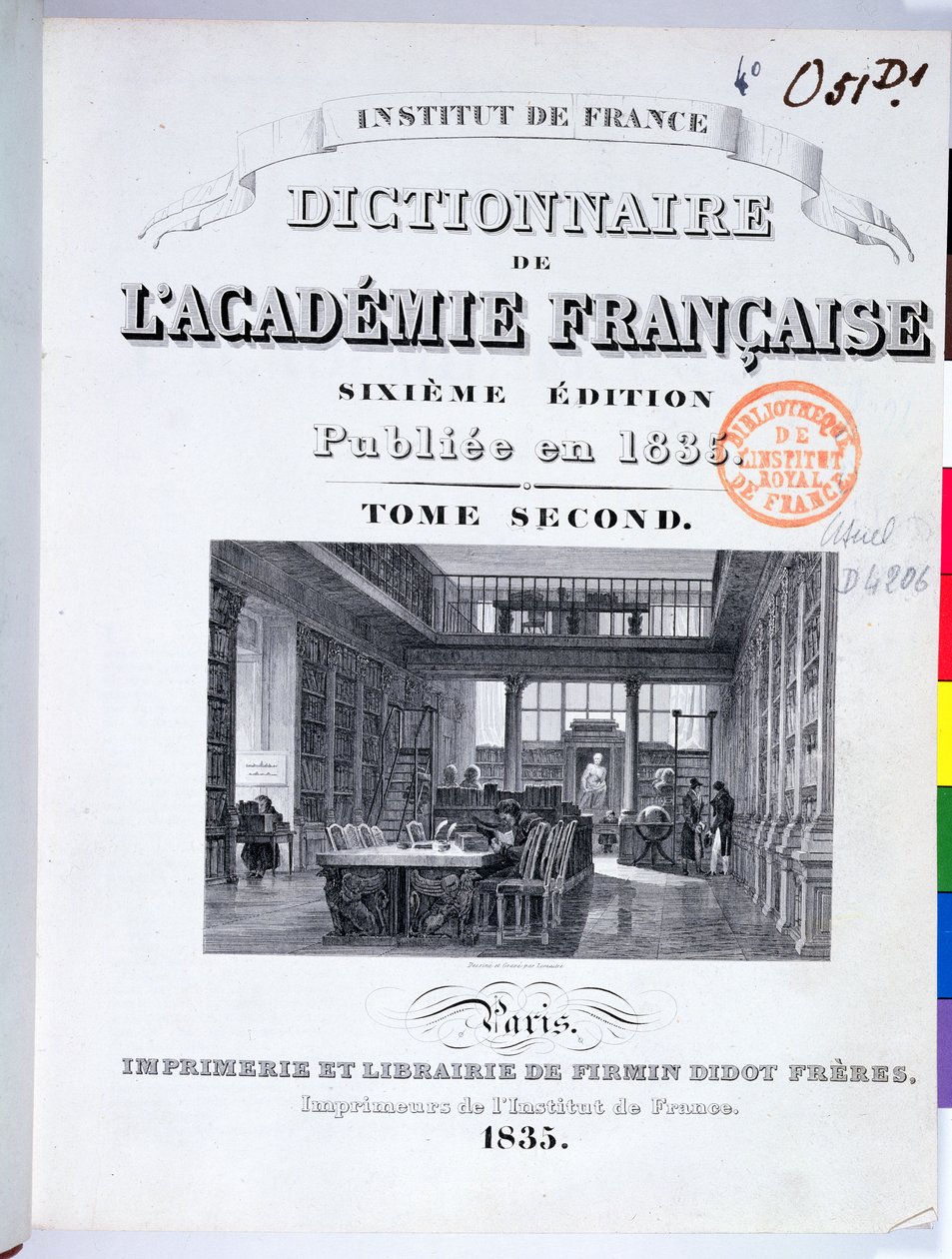 A Francia Akadémia szótárának borítója, 1835 alkotó: French School