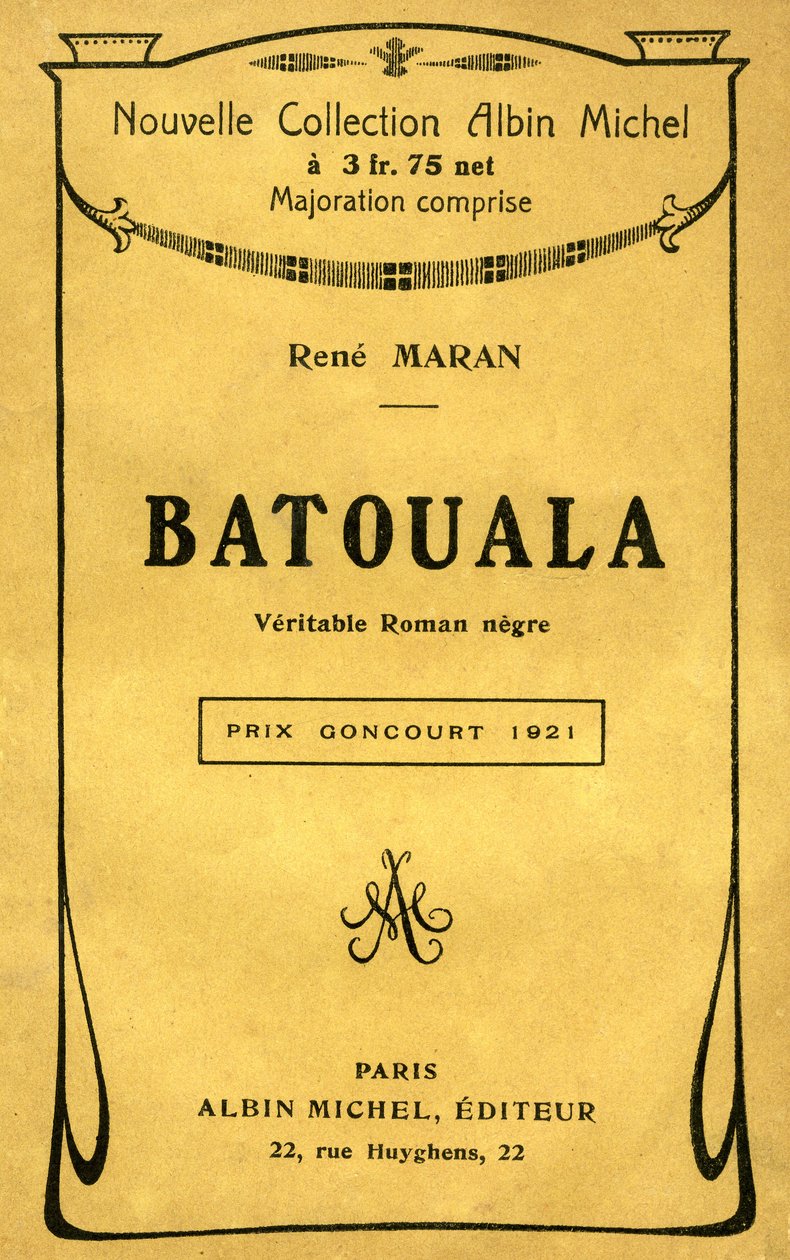 Rene Maran „Batouala, igazi novel negre” című könyvének borítója alkotó: French School