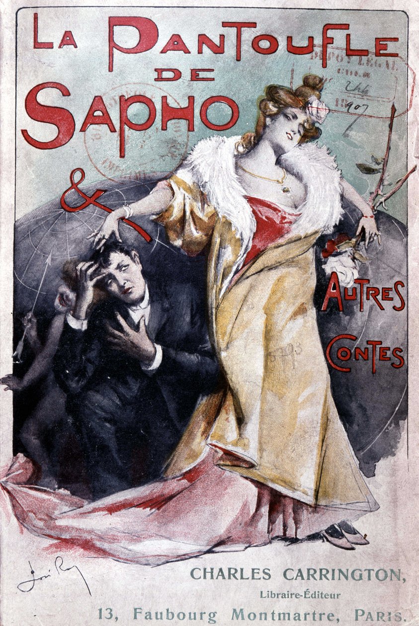 A „” Sapho papucs és más mesék” című népszerű regény borítója”, szerk. Carrington, Párizs, 19. század vége – B.N. alkotó: French School