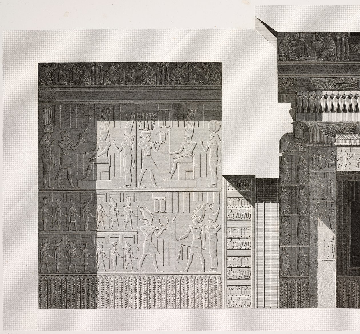 A kis déli templom keresztmetszete, részlet, Karnaki templomkomplexum, Théba, Luxor, Egyiptom alkotó: French School