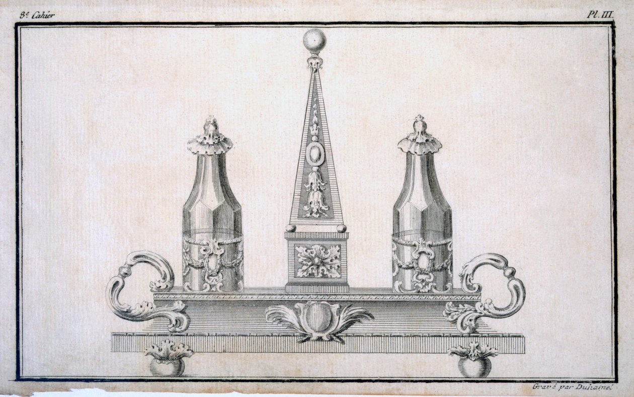 Cruet állványon, Duhamel által összeállított neoklasszikus fémipari minták mintakönyvéből, az 1770-es és 80-as évek körül alkotó: French School