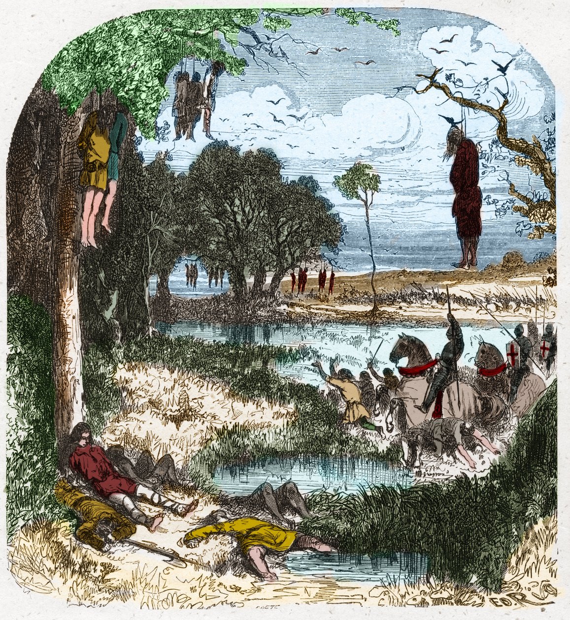 Crusade des Pastoureaux 1251-ben: Crusade de „petite gens”, parasztok; 1251-ben váltotta ki Szent Lajos fogságában a hetedik keresztes hadjárat során.metszet a „Histoire De France En Cent Paintings by Paul Lehugeur “” 1891-ben. alkotó: French School