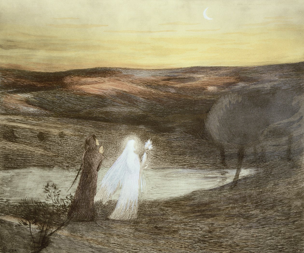 Dante és Beatrice, a LEstampe Moderne-tól, Párizs 1897-99-ben jelent meg alkotó: French School