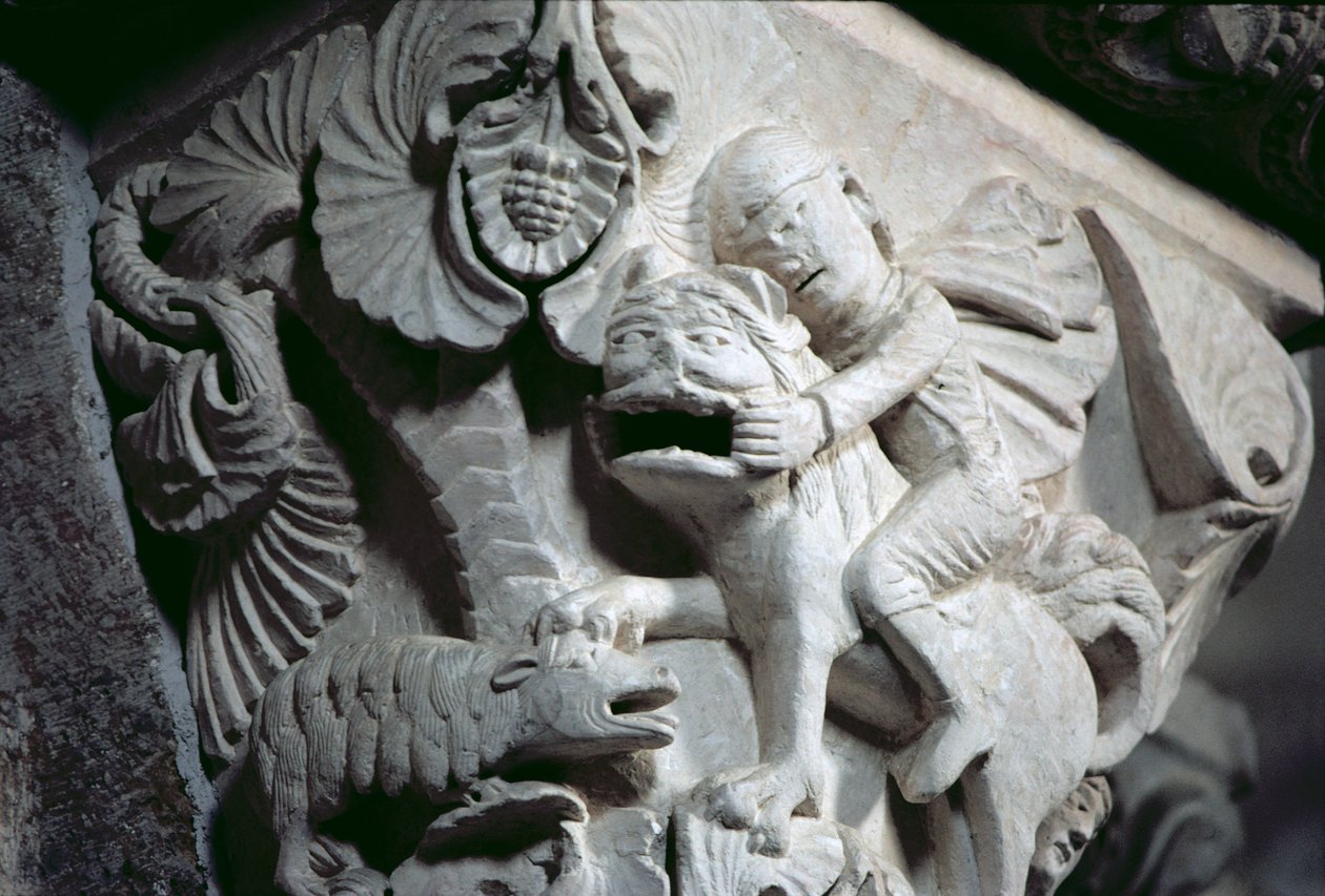 David Slaying the Lion (a nagybetű részlete) 1130 körül (kő) alkotó: French School