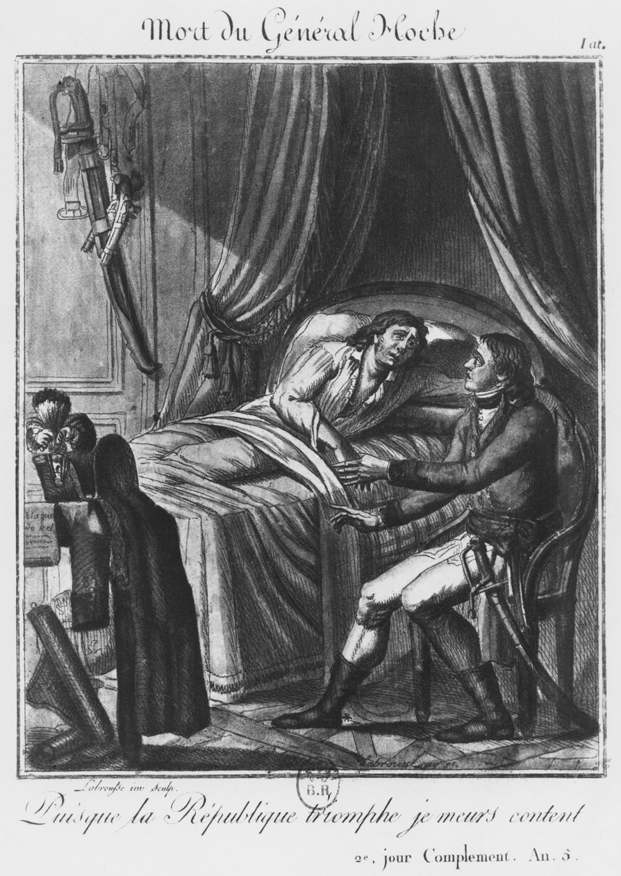 Louis Lazare Hoche tábornok halála 1797. szeptember 19-én, Labrousse metszet (18. század) (metszet) alkotó: French School