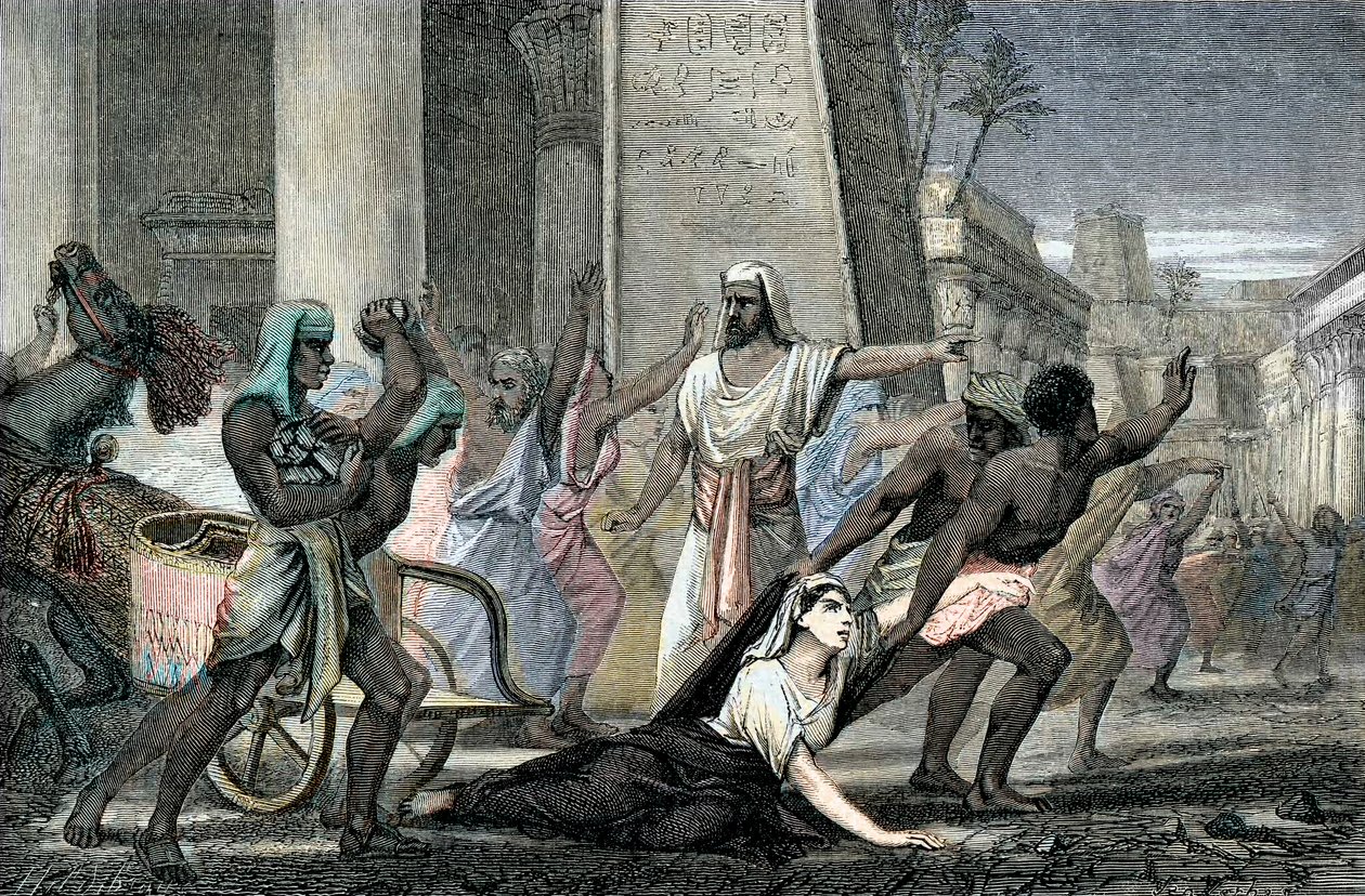 Cyril, Alexandriai pátriárka követői által meggyilkolt Hypatia halála, a 19. század végén (metszet) alkotó: French School