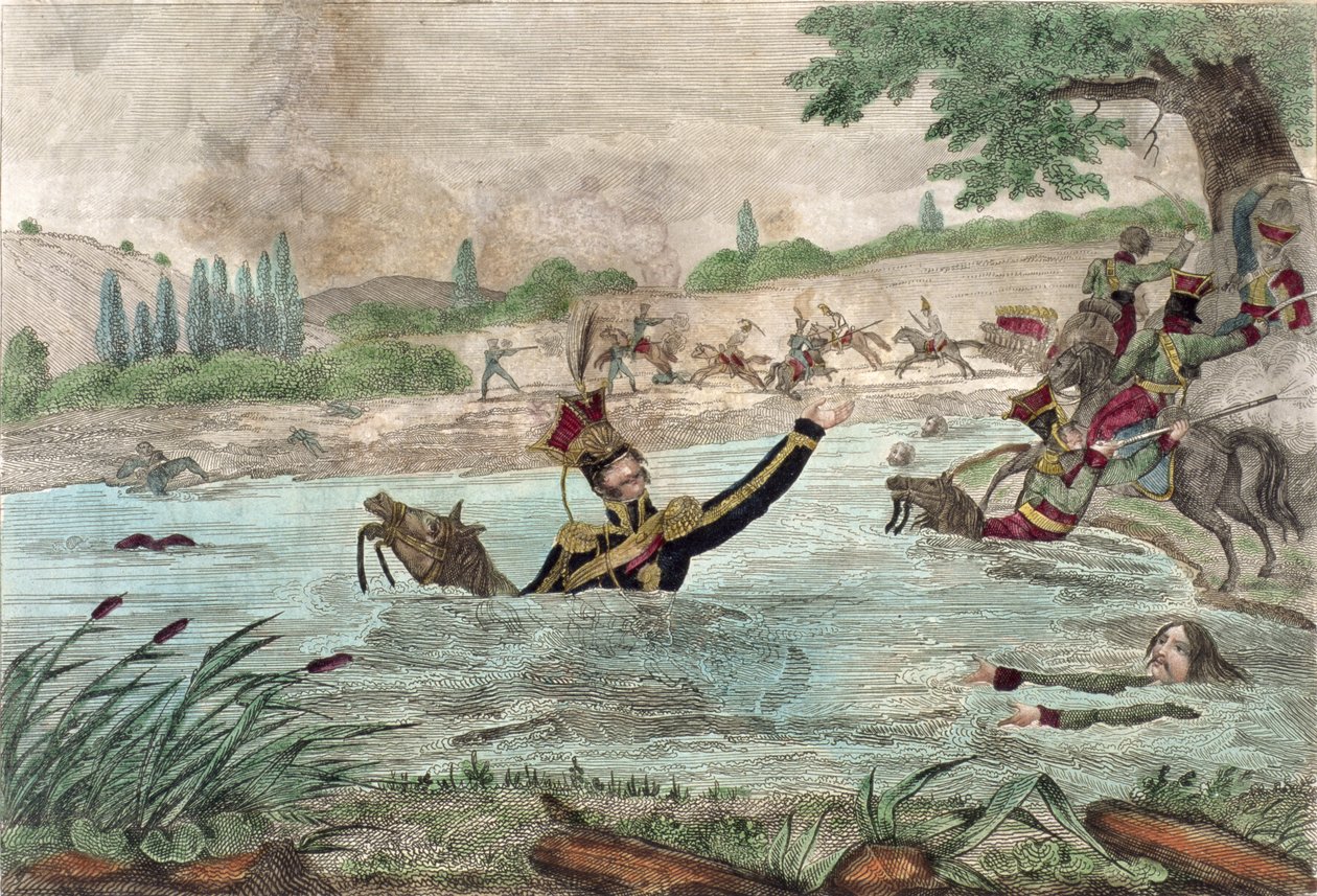 Joseph Poniatowski herceg (1763-1813) halála az Elstera folyóban, 1813 alkotó: French School