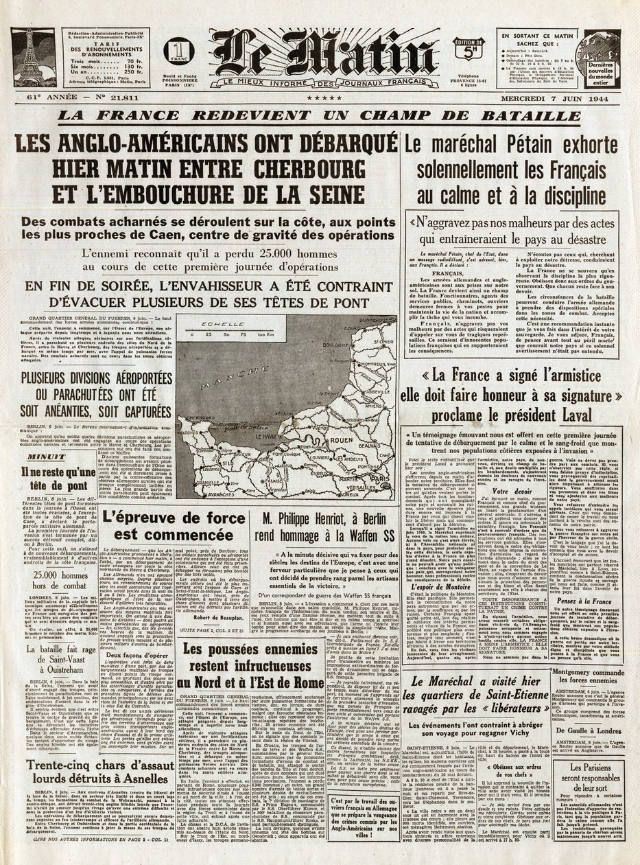 Normandia partraszállása 1944. június – Normandiai partraszállás 1944. június 6. (D-nap) – 1944. június 7-én, csütörtökön reggel az angol-amerikaiak tegnap reggel elhagyták Cherbourg és a Szajna torkolatát. alkotó: French School