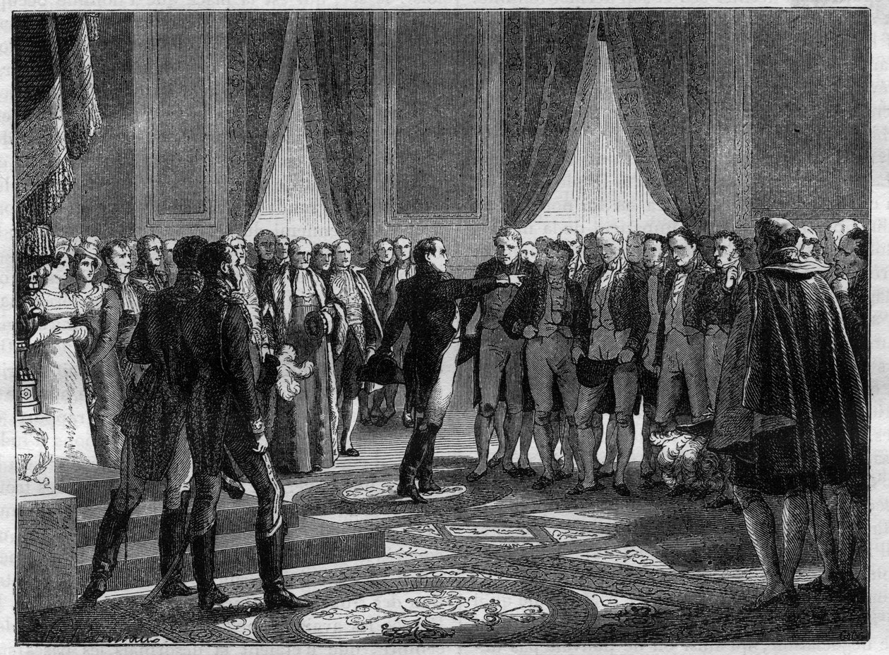 1813. december – Napóleon erőszakos aposztrofája a törvényhozásnak – alkotó: French School