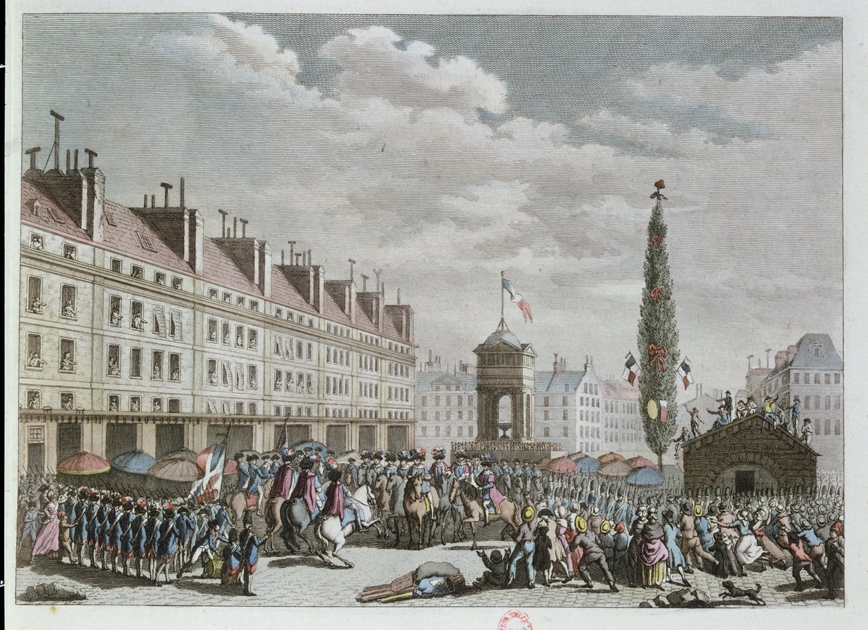 Alkotmánynyilatkozat, Place des Innocents, Párizs, 1791. szeptember, 1791 (színes metszet) alkotó: French School