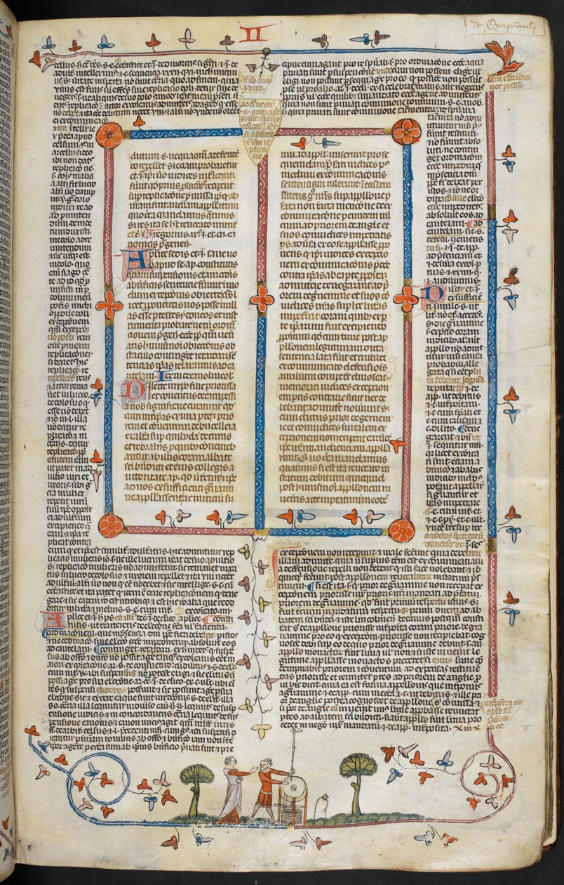 IX. Gergely dekrétái pármai Bernard fényével (a "Smithfield Decretals"), MS Royal MS 10 E IV, f.144r, c.1300-40 (tintával pergamenre) alkotó: French School