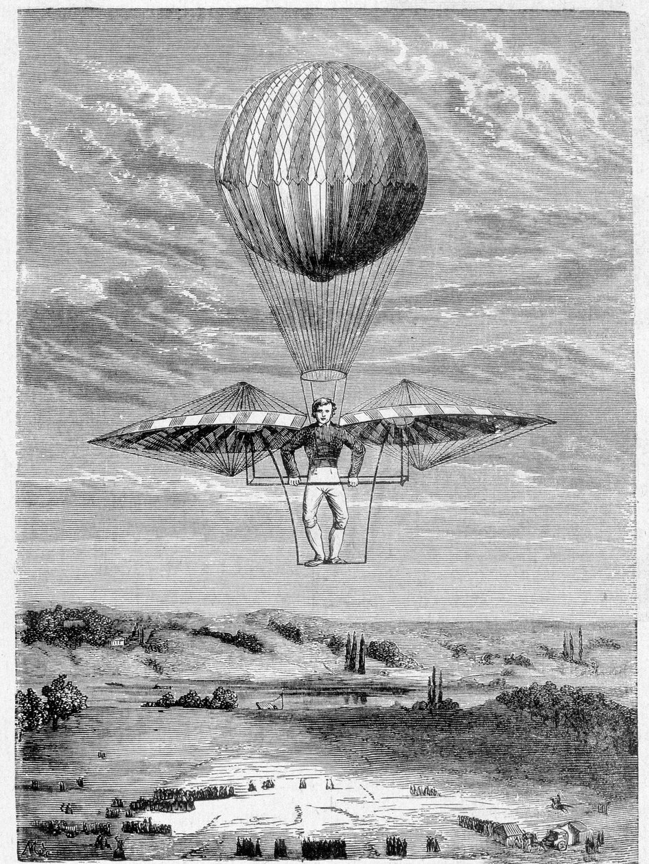 Deghen (Degen) készülék az aerosztátok irányításához 1812-ben - a Tudományos albumban; jeles tudósok; Nagy felfedezések””” 1896. alkotó: French School