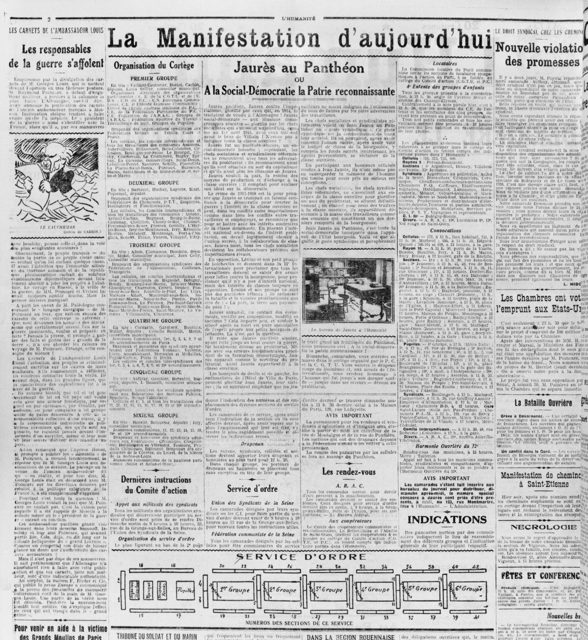 A nap bemutatója, Jaures a Pantheonban, LHumanite-ból, 1924. november 23. (nyomtatott papír) alkotó: French School