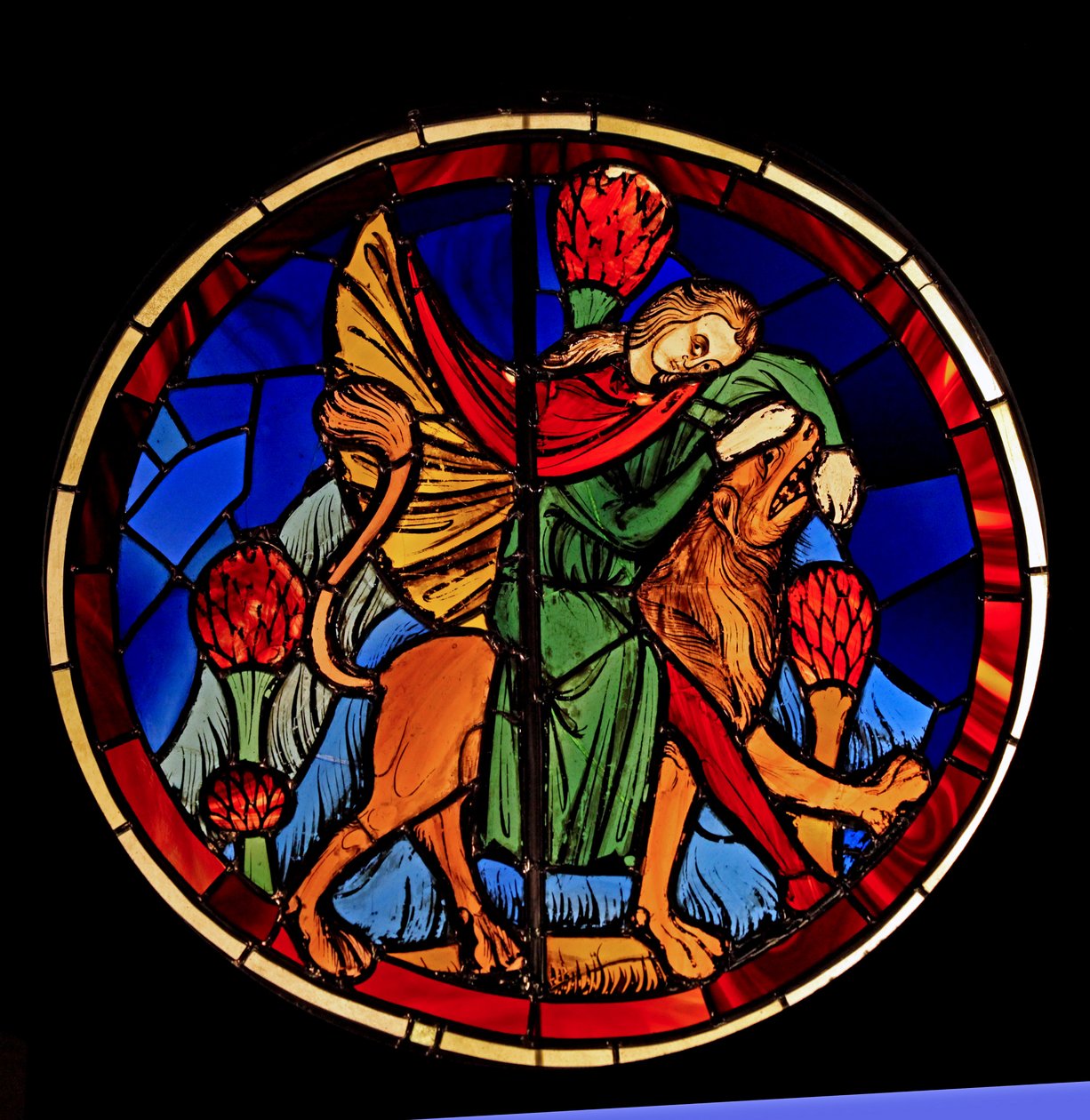 Sámsont és az oroszlánt ábrázolja, volt Ste Chapelle, Bay K, alkotó: French School