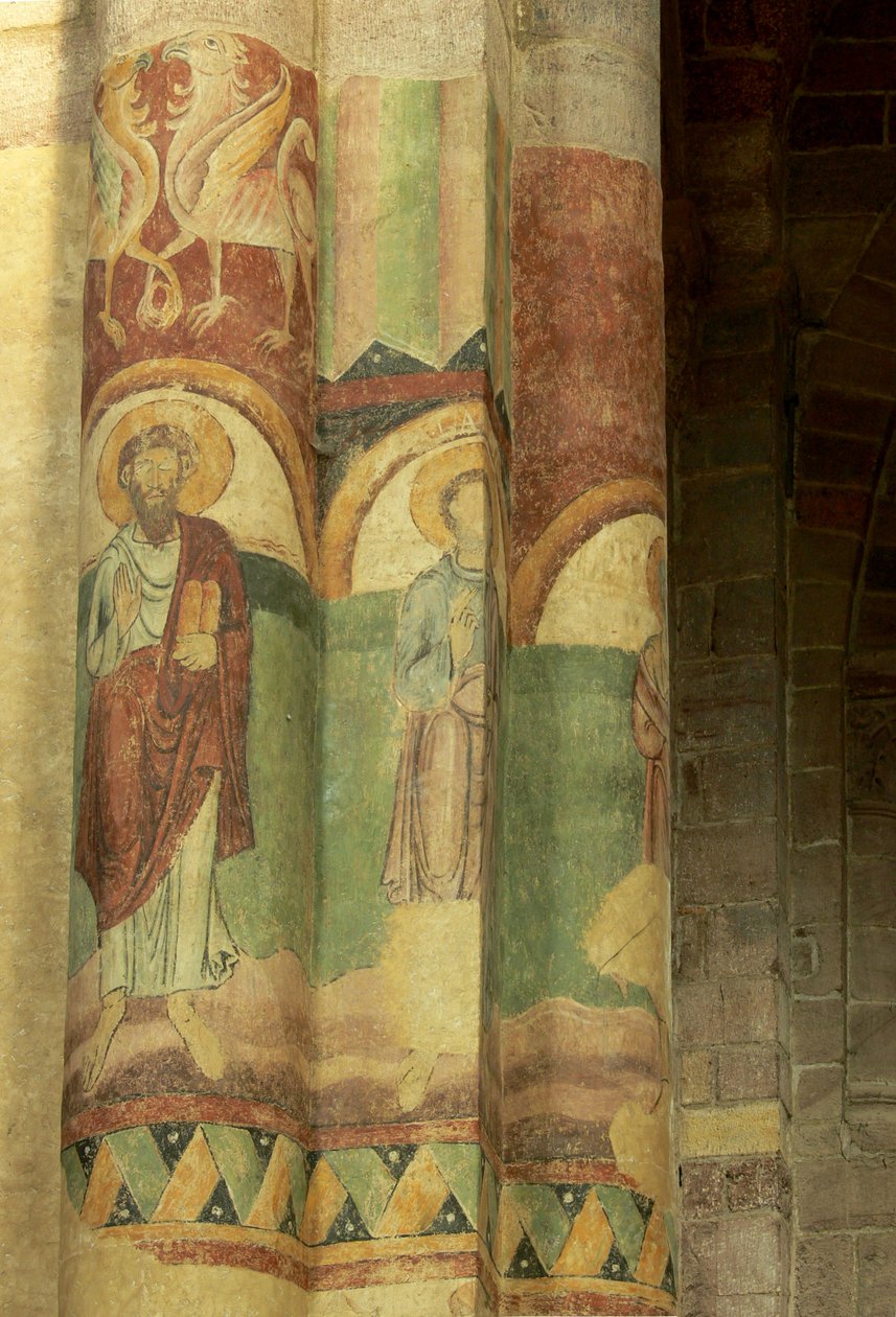 Belső nézetet ábrázol falfestményekkel alkotó: French School