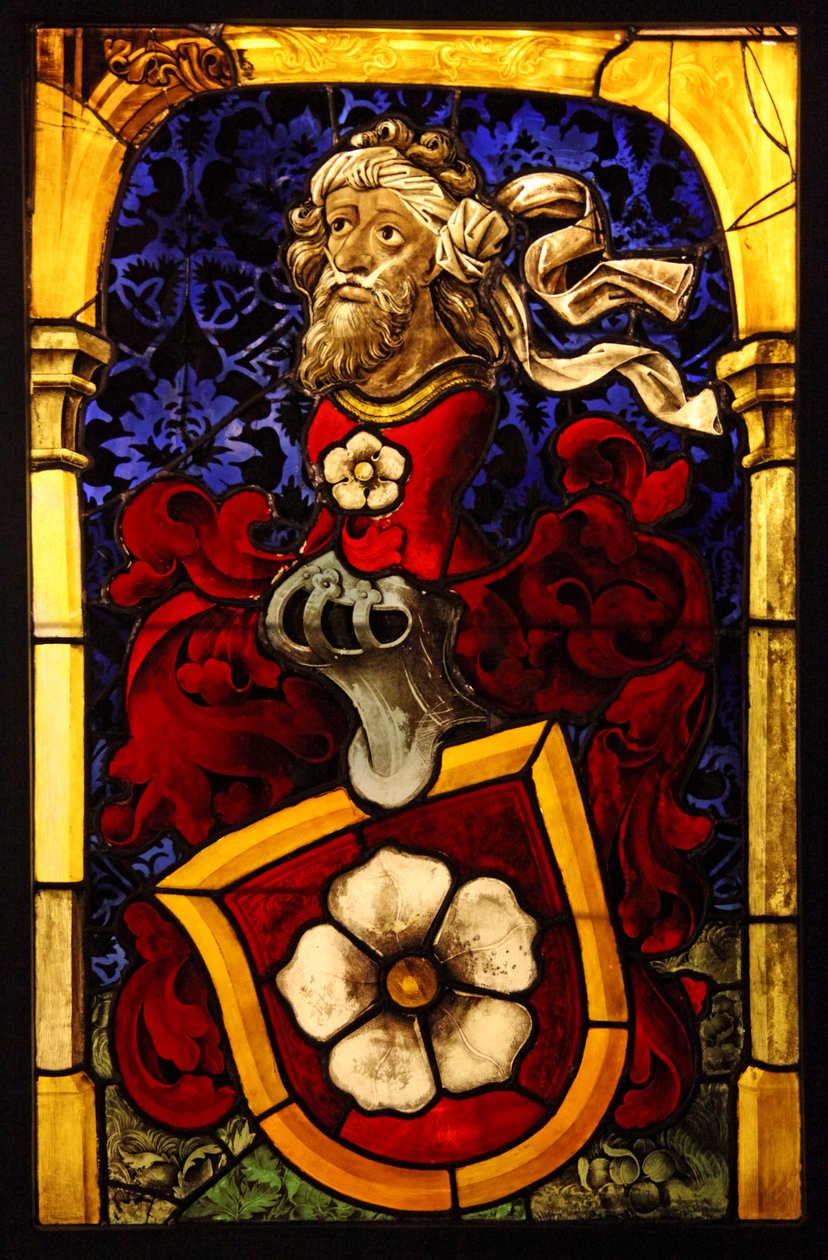 A Mullenheim család karjait ábrázolja, 1467 körül. Peter Hemel volt műhelye; Elzász alkotó: French School