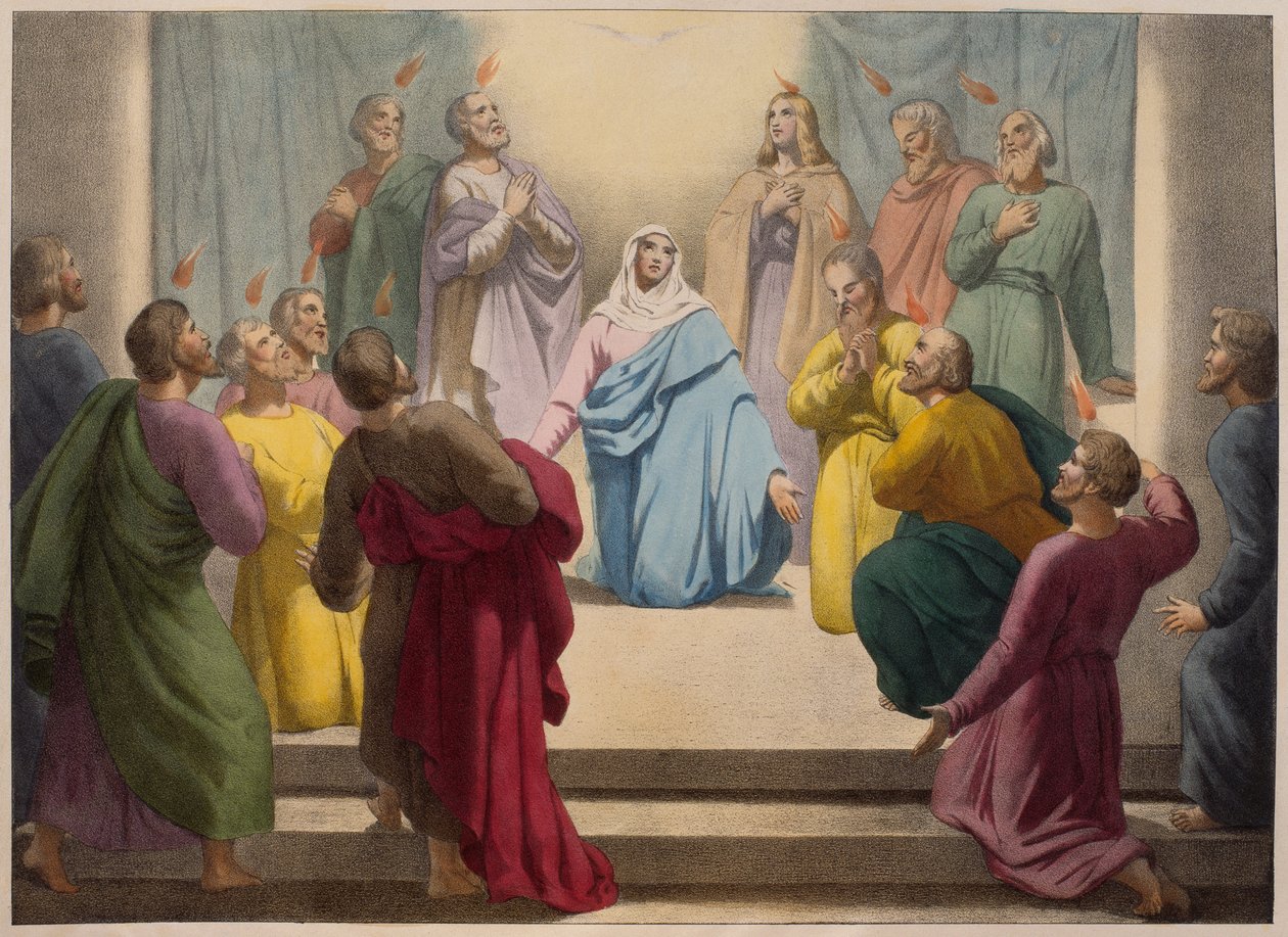 A Szentlélek alászállása, illusztráció az LHistoire Sainte katekizmusból, Charles Delagrave, Párizs, 19. század vége alkotó: French School