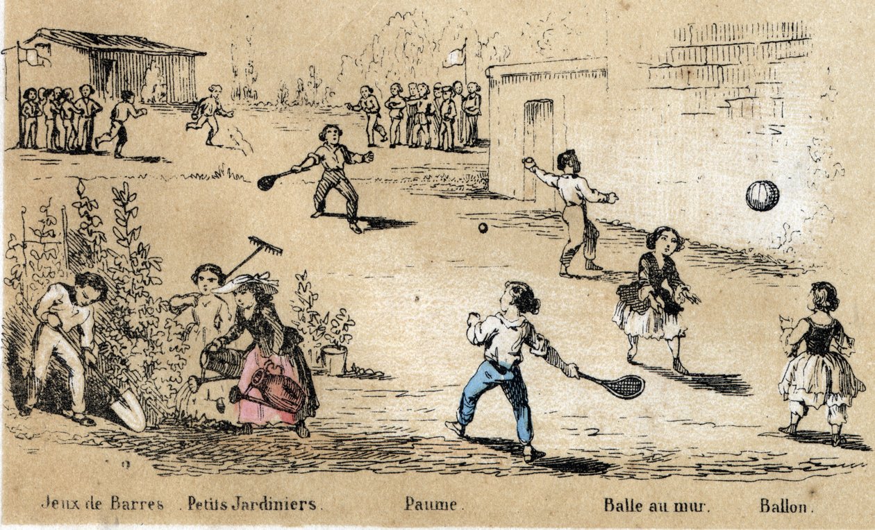 Gyermekek szabadidős és játékleírása: labda- és labdajátékok (falra labda, tenyérjáték) és kertészkedés. „” les jeux de l
