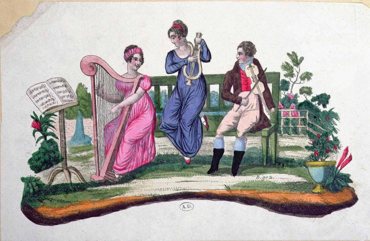 Szabadtéri koncertet ábrázoló rajongói terv, 1830 körül alkotó: French School