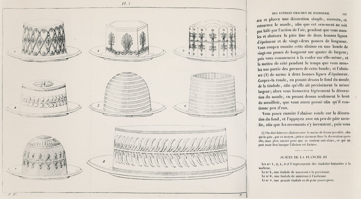Antonin Carême Timbale de Macaroni tervei (metszet) alkotó: French School