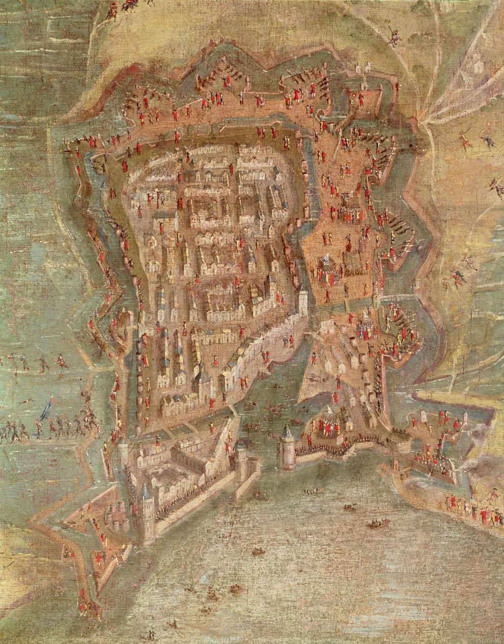 Részlet – La Rochelle ostroma Richelieu bíboros csapatai által 1627-68-ban (olaj, vászon) alkotó: French School