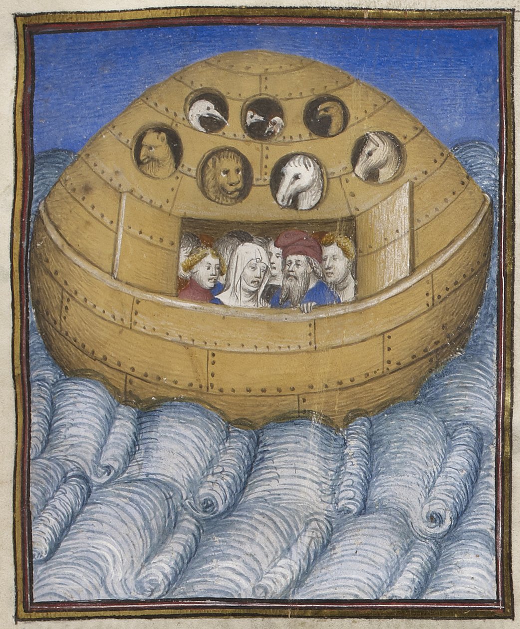 Részlet Noé bárkájából, illusztráció a "Les Croniques de Burgues"-ból alkotó: French School