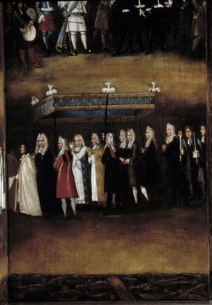 Részlet egy 18. századi képernyőről, amelyet a Fete God (vagy az Oltáriszentség ünnepe) számára használtak alkotó: French School