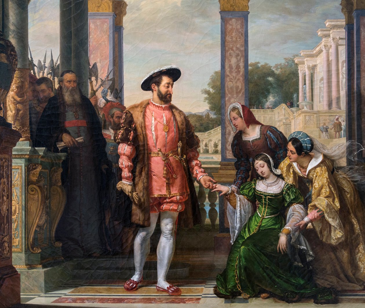 Diane de Poitiers (1499-1566) apja kegyelmét kéri I. Ferenchez – deatil de "Diane de Poitiers apja kegyelmét kéri I. Francoishoz" F.A. Bitter festménye - 1828 - Le Mans, musee de Tesse alkotó: French School