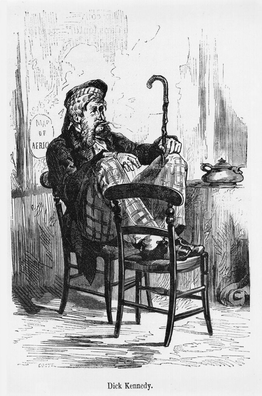 Dick Kennedy, Illusztráció az Öt hét léggömbből, Jules Verne (1828-1905) Paris, Hetzel alkotó: French School