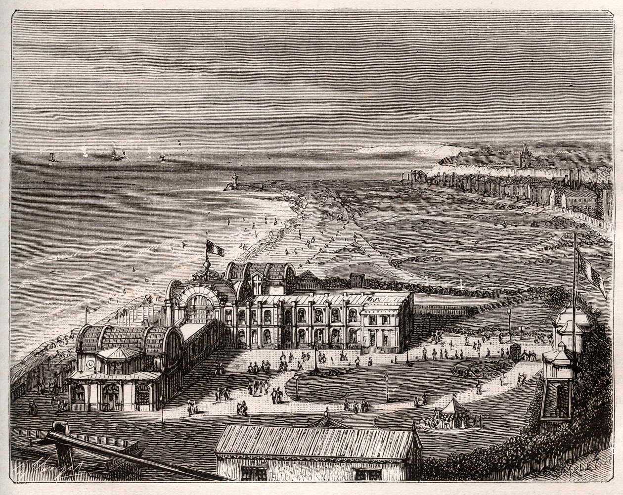 Dieppe - Normandia - V. A. Malt-Brown metszet a „La France illustrée: földrajz, történelem, statisztikai igazgatás” c. 1884 alkotó: French School