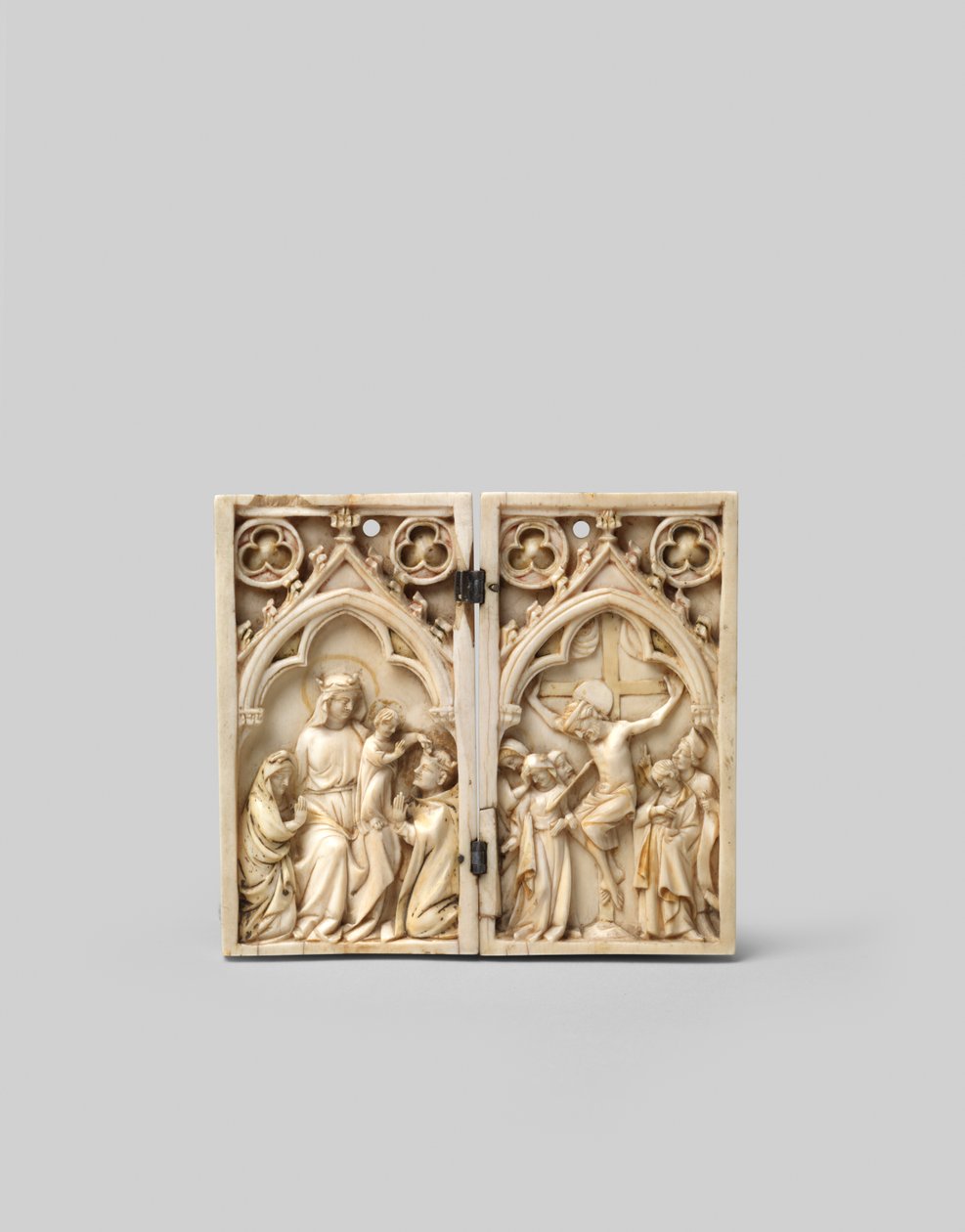 Szent Lajos Krisztus és a keresztre feszítés által megkoronázott diptichonja, front, 14. század alkotó: French School