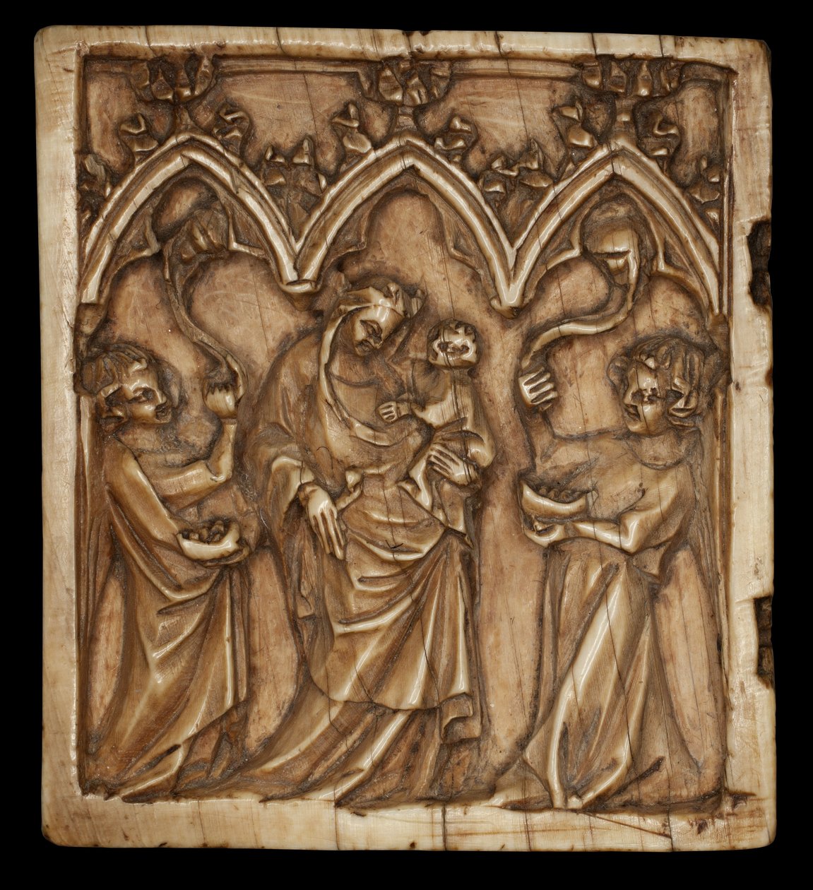 Diptichontábla Szűzzel és Gyermekkel és két angyallal, 1375-1400 alkotó: French School